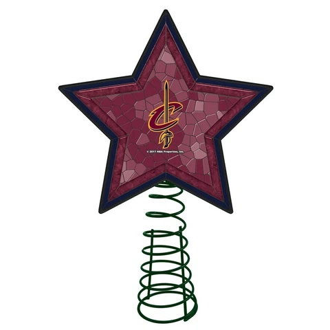 Cleveland Cavaliers Ohio Mosaic Tree Topper MBA Light Up Star Stained Glass Look Cover