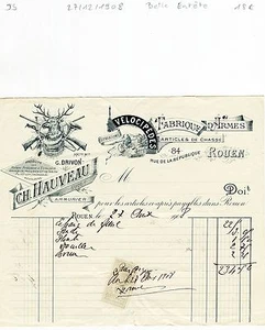 Dépt 76 - Rouen - Belle Entête d'un Armurier du 27/12/1908 - Picture 1 of 1