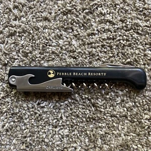 Abridor de botellas de cerveza de vino Pebble Beach Capitano camareros negros amigo sacacorchos - Imagen 1 de 3