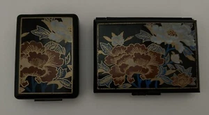Two Vintage Multicolored Floral Jewelry Boxes/Compacts - Picture 1 of 3