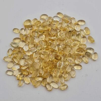 Natural Citrine Oval Cabochon Loose Gemstone Lot 194 Pcs 3*5 MM 50 CT - Image 1 of 3