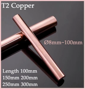 T2 Pure Copper Round Bar Rod 99.9% Red Metal Round Many Size Diameter 8mm~100mm - Picture 1 of 120