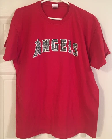 MLB Los Angeles Angels Mike Trout #27 XL T-Shirt Red Camouflage Camo Giveaway Cover