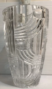 Lead Crystal 10” Contemporary Tapered "Comet" Vase Made in Czech Rep 5.7 lbs - Picture 1 of 7