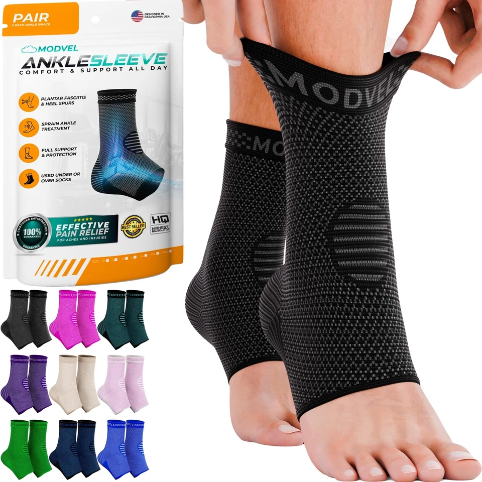 (Pair) Modvel Ankle Sleeve Small Support-Volleyball-Pickleball-Soccer-basketball