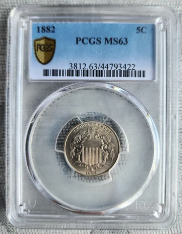 1882  5 CENT SHEILD NICKEL  PCGS MS63 Cover