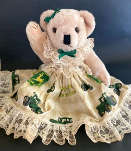 John Deere Girl Teddy 13in. Stuffed Plush Toy Animal Vtg Logo Farmer Girl RARE! - Picture 1 of 19