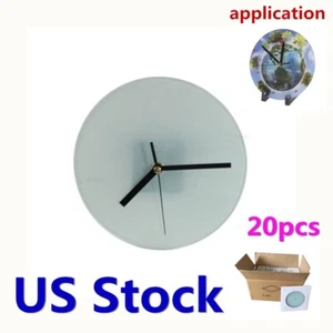 20/pack 7" Round Glass Photo Picture Frame Sublimation Blanks with Clock Glossy - Picture 1 of 8