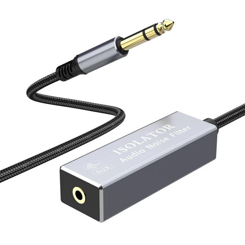 6.35mm 1/4" TRS Male to 3.5mm Female Audio Ground Loop Isolator Hum Eliminator  - Image 1 of 3