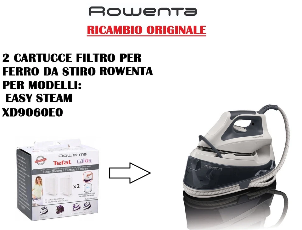 2 FILTRO A CARTUCCIA ORIGINALI PER FERRO DA STIRO ROWENTA EASY STEAM XD9060E0