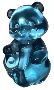 Oso de peluche pintado a mano azul cielo hielo translúcido Fenton de 3,5" vintage con etiqueta - Imagen 1 de 4