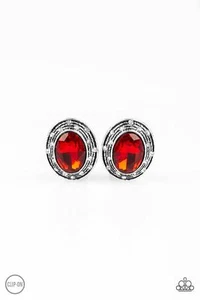 Paparazzi -East Side Etiquette - Red Clip on earring - Picture 1 of 2