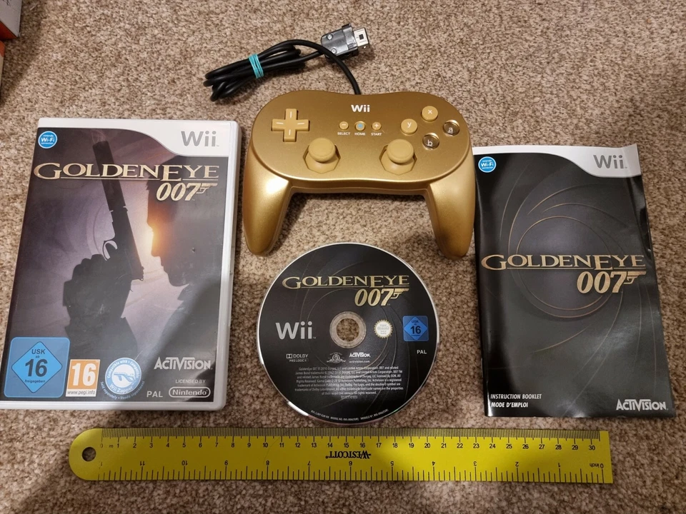 GOLDENEYE GAME SET NINTENDO WII OFFICIAL GOLD CLASSIC PRO CONTROLLER RVL-005 02 - Image 1 of 1