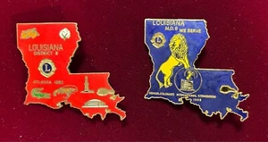 Lions Club Pins Vintage Louisiana rot Atlanta 1982 blau Denver 1988 District 8 - Bild 1 von 2