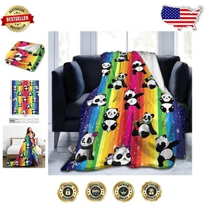 Lightweight Flannel Panda Blanket - Adorable 80x60 Cartoon Throw for All Ages - Picture 1 of 9