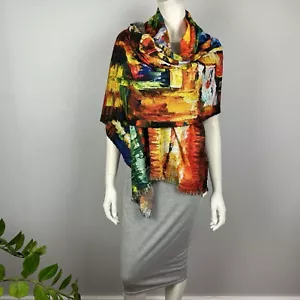 Zura By Gift Zone Large Scarf Shawl Cotton Wool Colourful Girl With Umbrella $89 - Foto 1 di 10