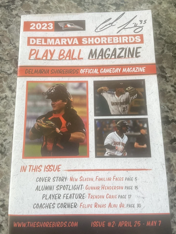 Creed Willems  Baltimore Orioles Prospect  Delmarva Shorebirds Signed Program￼ - Image 1 of 1