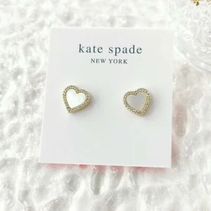 Kate Spade - Take Heart Gold White Stud Earrings - new - Picture 1 of 3