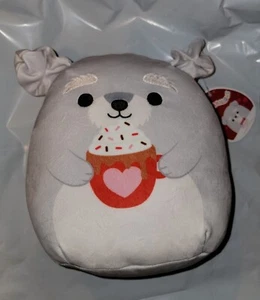 Squishmallows Official Plush Valentines Shaun Scnauzer Cocoa Dog 8" New - Picture 1 of 1