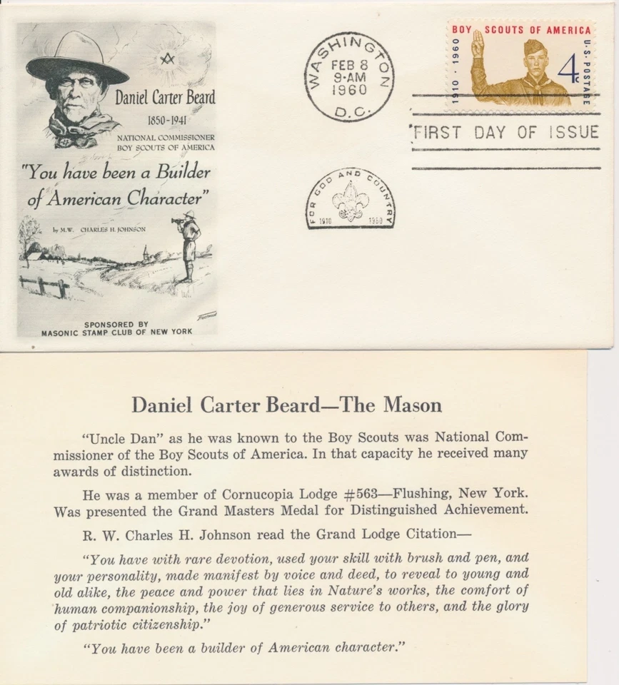 #1145 Boy Scouts of America Fleetwood / Masonic SC of NY cachet First Day cover+ - Image 1 of 1