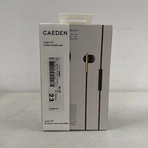 NEW Caeden Linea N°2 Earbud Headphones - Carbon/Gold, One Size - FREE SHIPPING - Picture 1 of 2