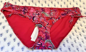 NEW! Mantaray UK22 pink paisley print fold top bikini bottoms with side ties - Picture 1 of 11