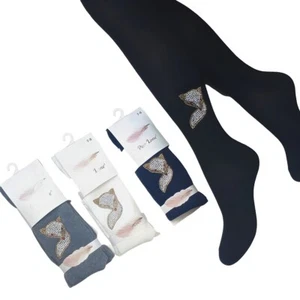 Cotton Opaque Kids Tights Girls Cats feature (3-4, 5-6, 7-8 Years ) - Picture 1 of 13