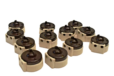 Interruptor eléctrico de baquelita antiguo base vítreo de porcelana con enchufe de 2 clavijas Foto 1 de 4