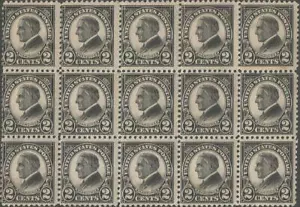 Block of 15 stamps - Scott 610 - 2 cent - Warren G. Harding - 1923 - MNH - Picture 1 of 2