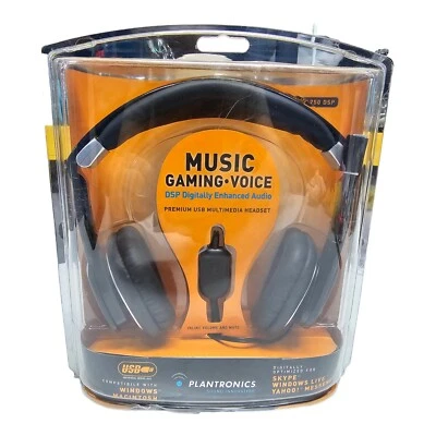 Plantronics Premium USB Multimedia Headset Gaming Voice PC MAC Inline Volume NEW - Image 1 of 4