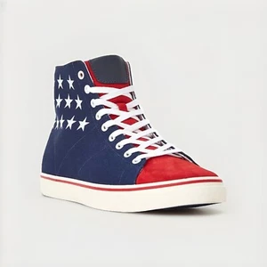 NEW Polo Ralph Lauren Solomon IV Canvas Suede High Top Flag 4th Of July Shoes 10 - Picture 1 of 12
