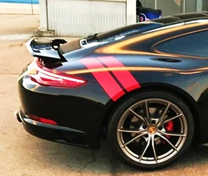 NUEVO Guardabarros trasero de 4" Double Hash Bar vinilo RACING STRIPES Calcomanía (Se adapta a PORSCHE) - Imagen 1 de 25