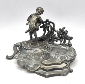 Jugendstil Putto / Engel Anbiete Schale Visitenkarten Teller Zinn WMF ?! - Bild 1 von 8