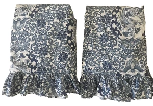 2 Ralph Lauren EURO Shams Porcelain Blue Tamarind Bird Chinoiserie Ruffle - Picture 1 of 7