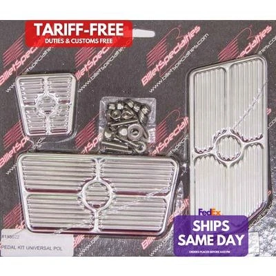Billet Specialties 198622, Kit Polished Aluminum Universal Pedal Kits Grooved Po - Image 1 of 4