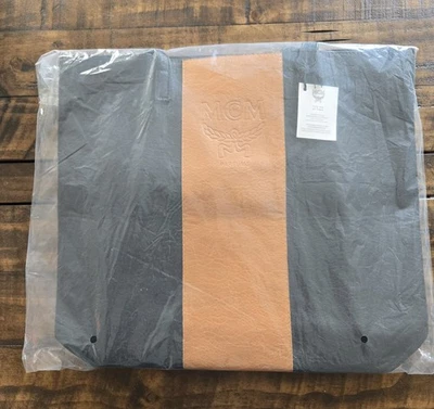 GIFT WITH PURCHASE VIP MCM Parfums Tote Bag Black/Tan Faux Leather Embossed Logo - Image 1 of 4