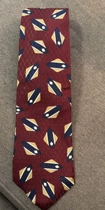 Oscar de la Renta Couture Kollektion Herren Krawatte 100% Seide rot mit blauen Augen Neu/Etikett - Bild 1 von 9