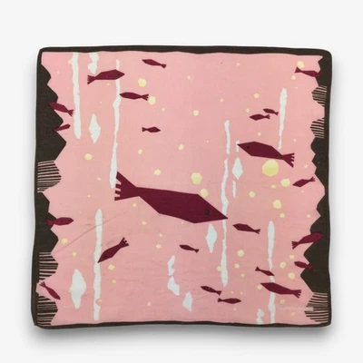 Lenço vintage Tsumori Chisato lenço peixe lenço arte quadrado 17x17 - Imagem 1 de 4