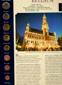 Coins from Around the World Belgium 8 coins 1999-2002 UNC 1 € 1999 & 2 € 2000 - Picture 1 of 2