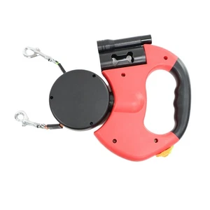 Auto Retractable Dual Dog Leash with Flashlight Waste Bag Box Roulette6426 - Bild 1 von 8