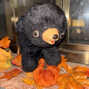 Vintage Baby Schwarzbär Jungtier Plüschtier mit Gummi Gesicht ~ 1960er Jahre - Bild 1 von 12