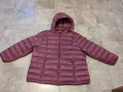 Charter Club DOWN Women's Plus Packable Hooded Puffer Coat Size 3X Mulberry  - Image 1 of 4