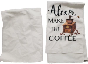 2 gleiche Küche Mikrofaser Handtücher (16"x24") KAFFEEMÜHLE, ALEXA MACHT DEN KAFFEE - Bild 1 von 4
