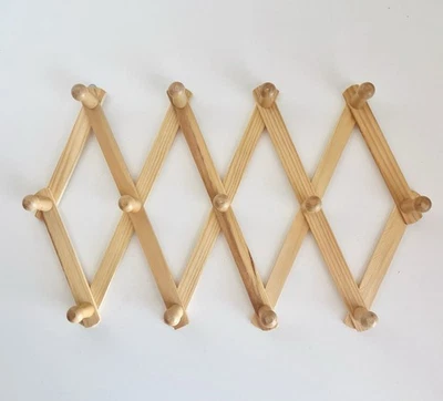 Acordeón Madera Expandible 13 Clavijas ESTANTE DE PARED Colgador para Tazas Sombreros Joyería Foto 1 de 4