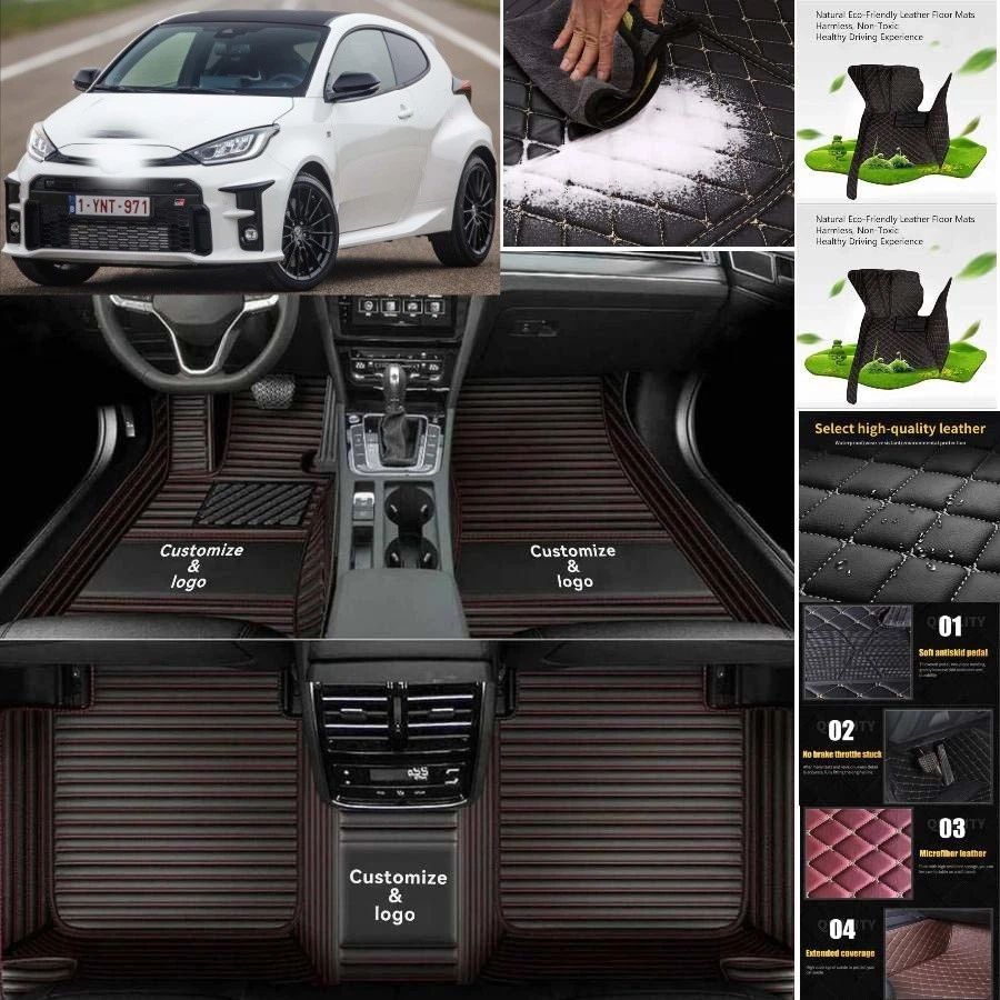 For Toyota Yaris Car Floor Mats Luxury Waterproof Liners Carpets Cargo Custom Foto 1 de 4