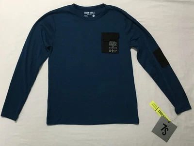 Seven Souls Boys Teal Phrase Graphic Long Sleeve T-Shirt Size 10/12 NWT - Image 1 of 4