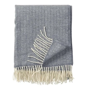 KLIPPAN - Tippy grey mélange, 25% Kaschmir, 75% Merinowolle gewebt Decke, - Picture 1 of 1