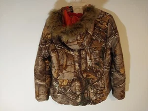 Realtree Xtra Jacket Womens Large 42-44 Camo Faux Fur Full Zip Coat Hunting Pink - Picture 1 of 6