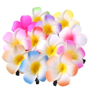 24 pezzi fermagli per capelli fiori hawaiani accessori per capelli plumeria clip forniture per feste - Foto 1 di 9