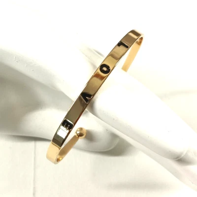 Women's "Love" Cuff Bracelet One Size Brass Plated Gold  Jewelry - Image 1 of 4